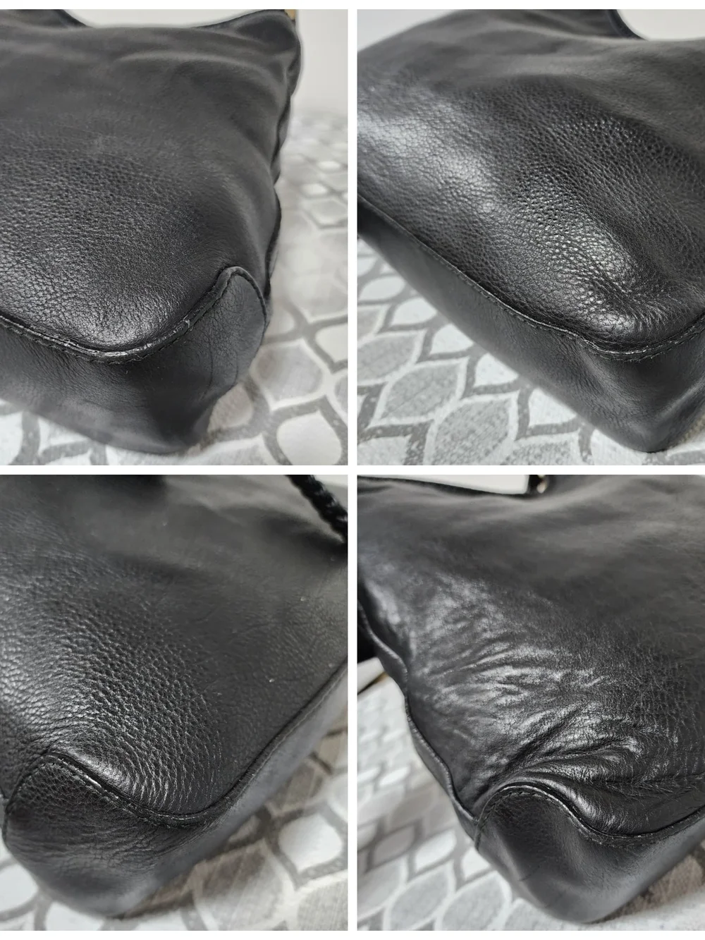 GUCCI Pebbled Calfskin Medium Marrakech Hobo Bag Black